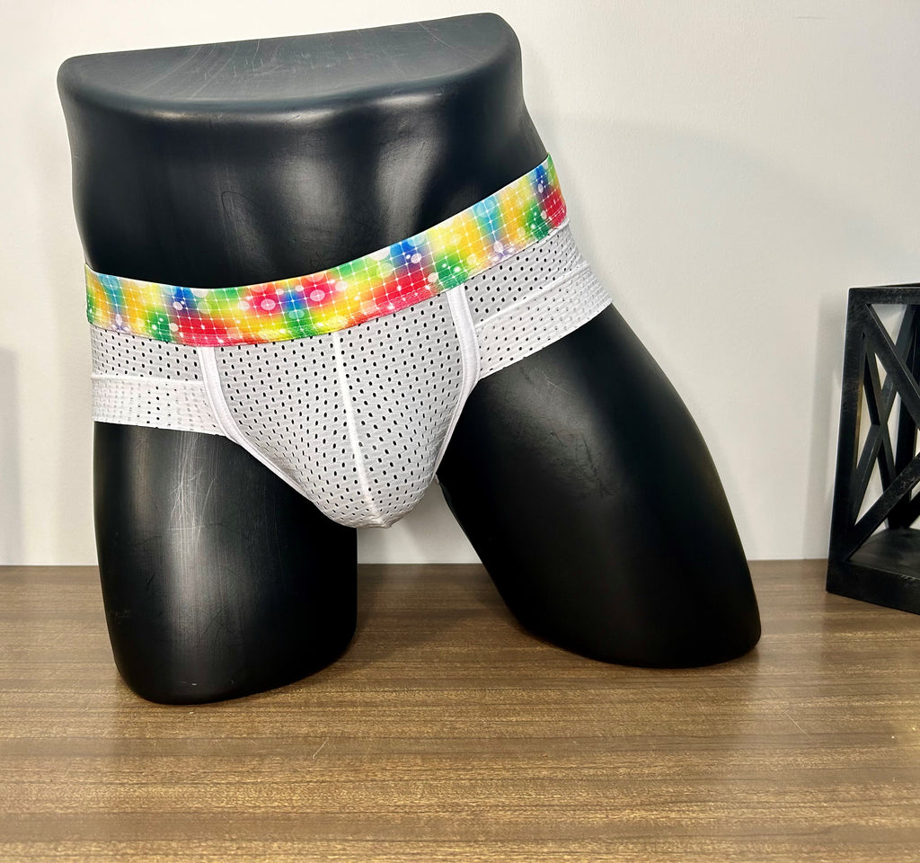 White Multicolor Mesh Brief