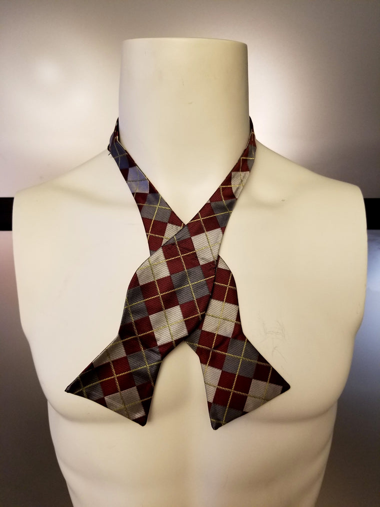 Burgundy Plaid Bow Tie